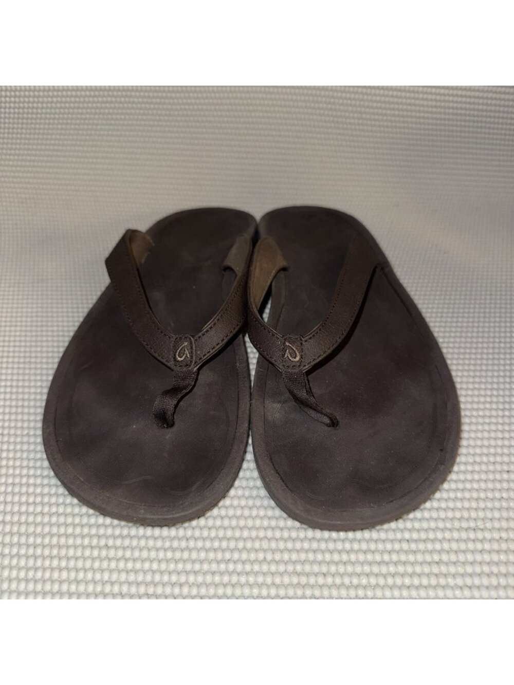 Olukai Kulapa Kai Brown Leather Summer Flip Flop Thong Sandals Womens Size 10